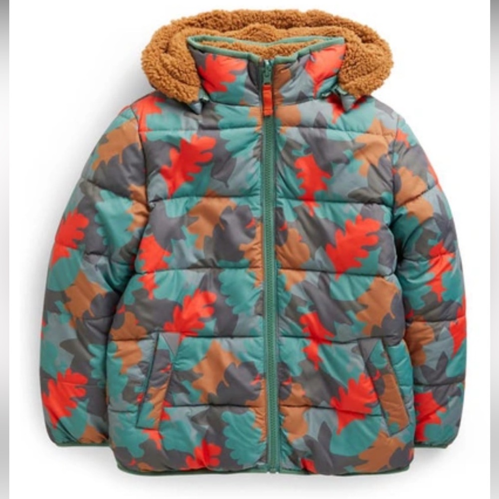 NWOT! Mini Boden camo leaf reversible jacket coat kid - Picture 2 of 8